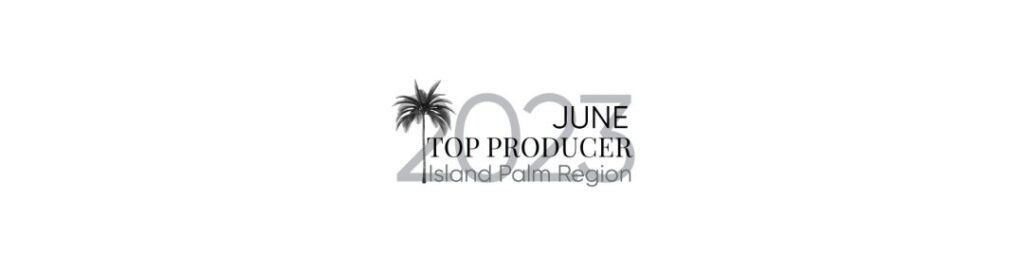 Wordpress featured photo with text about top producer in island palm region for june 2023