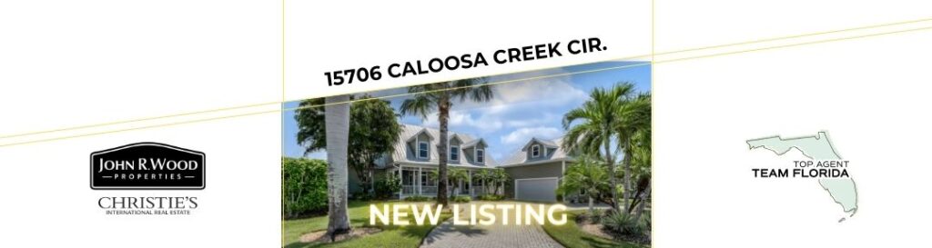 New listing photo of this classic yet modern lakefront home in Caloosa Creek, Fort Myers